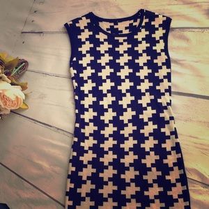 Sleeveless mini dress Navy Blue and white